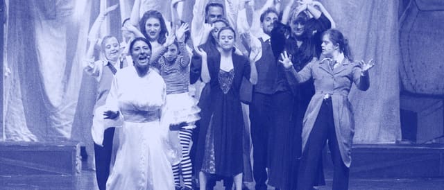 Students on stage during a show